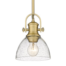 Golden 3118-M1L BCB-SD - Yep by Golden Lighting Hines 1-light 7in Pendant in Brushed Champagne Brass and Seeded Glass